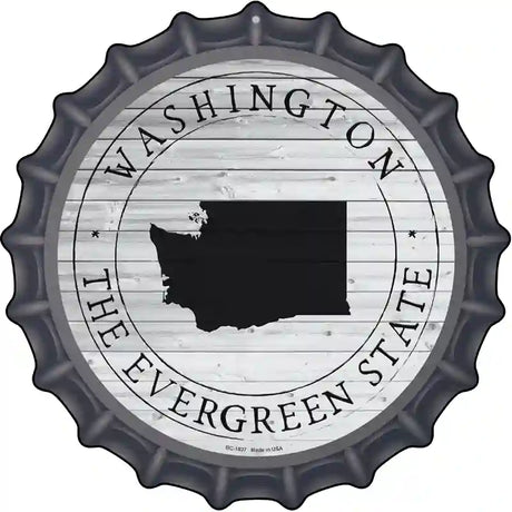 Washington Evergreen State Novelty Metal Bottle Cap Sign BC-1837