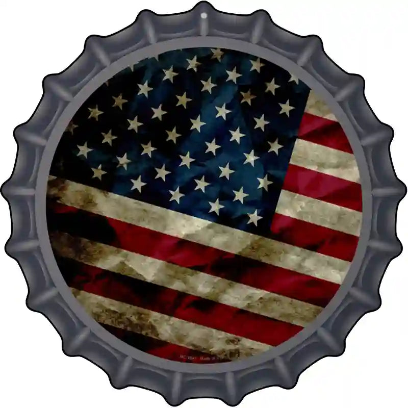 Dark American Flag Novelty Metal Bottle Cap Sign BC-1847 | Smart Blonde