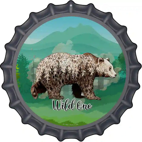 Wild One Bear Novelty Metal Bottle Cap Sign