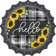 Hello Sunflowers Novelty Metal Bottle Cap Sign