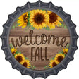 Welcome Fall Sunflowers Novelty Metal Bottle Cap Sign