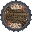 Welcome Flowers Animal Print Novelty Metal Bottle Cap Sign