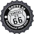 Kansas Route 66 Centennial Novelty Metal Bottle Cap Sign