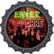 Enter If You Dare Haunted House Novelty Metal Bottle Cap Sign