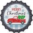 Merry Christmas Truck With Tree Novelty Metal Bottle Cap Sign