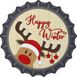 Happy Winter Reindeer Novelty Metal Bottle Cap Sign