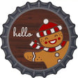 Gingerbread Man Says Hello Novelty Metal Bottle Cap Sign