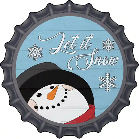 Let It Snow Blue Novelty Metal Bottle Cap Sign