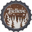 Believe Winter Silhouette Novelty Metal Bottle Cap Sign