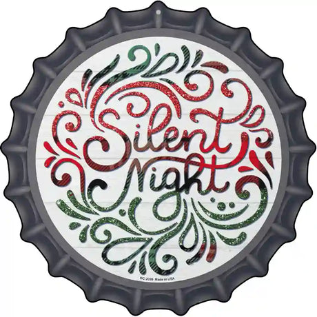 Silent Night Christmas Novelty Metal Bottle Cap Sign