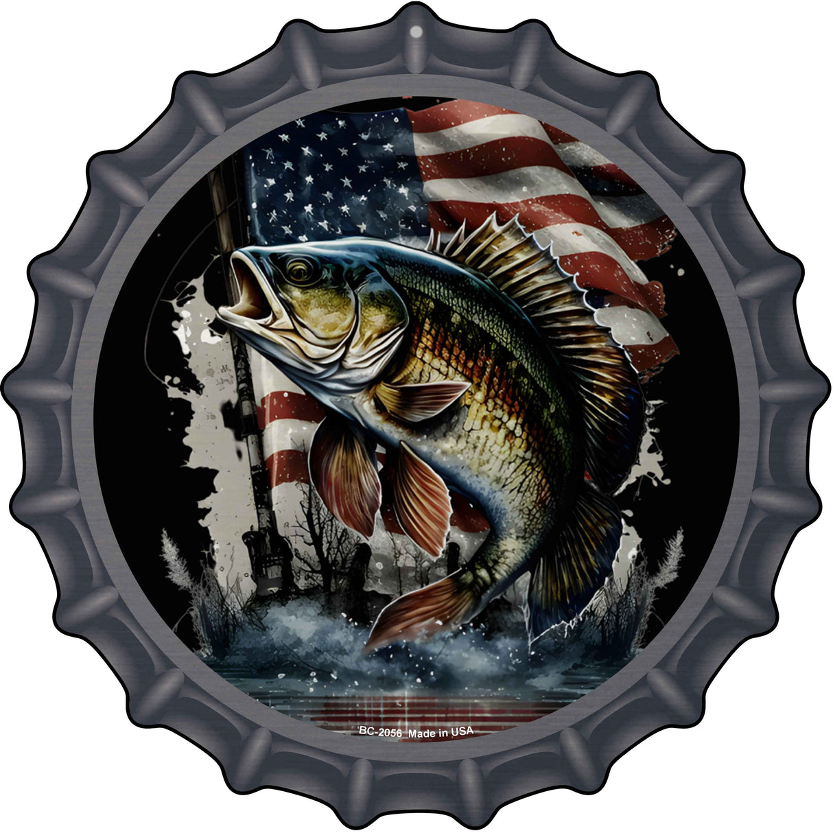 American Bass Novelty Metal Bottle Cap Sign BC-2056