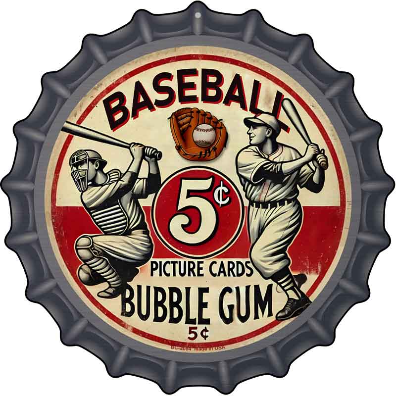 Baseball Novelty Metal Bottle Cap Sign BC-2094