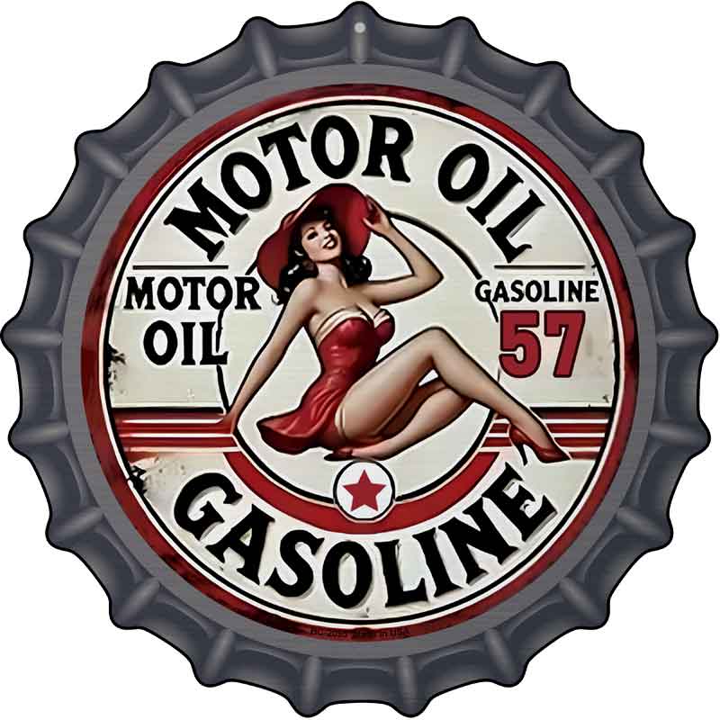 Motor Oil Gasoline Novelty Metal Bottle Cap Sign BC-2095