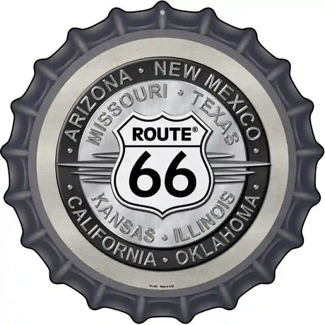 Route 66 States Novelty Metal Bottle Cap Sign BC-481