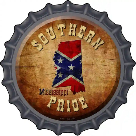 Southern Pride Mississippi Novelty Metal Bottle Cap Sign BC-488