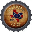 Southern Pride Texas Novelty Metal Bottle Cap Sign BC-489