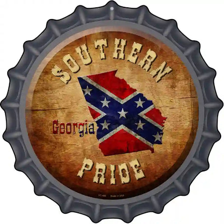 Southern Pride Georgia Novelty Metal Bottle Cap Sign BC-490