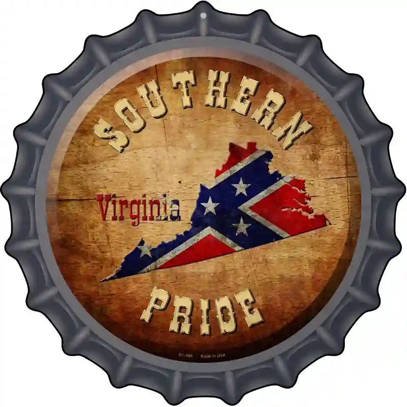 Southern Pride Virginia Novelty Metal Bottle Cap Sign BC-494