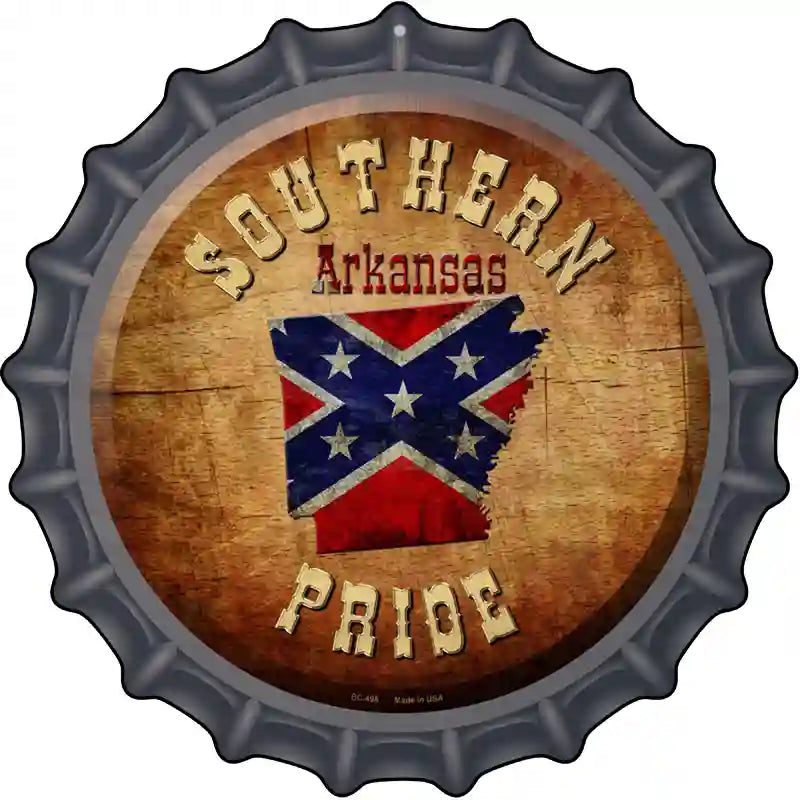 Southern Pride Arkansas Novelty Metal Bottle Cap Sign BC-498