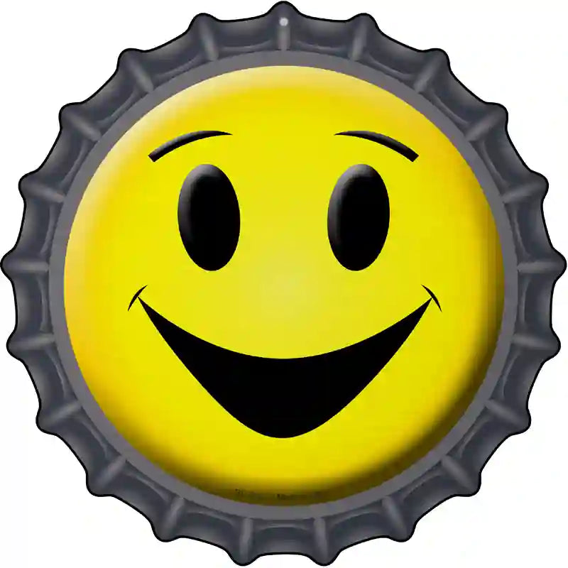 Yellow Smiling Face Novelty Metal Bottle Cap Sign BC-515