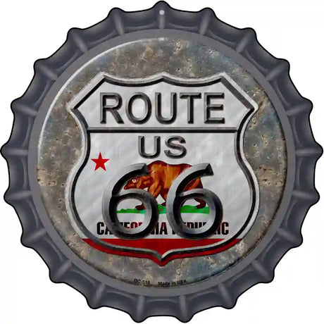 California Route 66 Novelty Metal Bottle Cap Sign BC-518