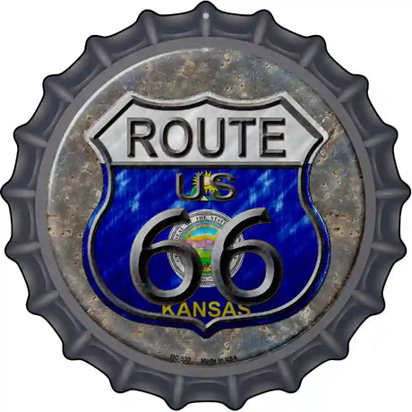 Kansas Route 66 Novelty Metal Bottle Cap Sign BC-520