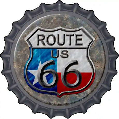 Texas Route 66 Novelty Metal Bottle Cap Sign BC-524