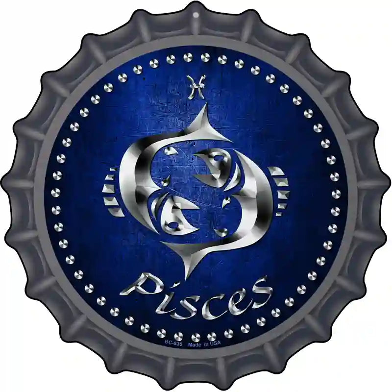 Pisces Novelty Metal Bottle Cap Sign BC-535