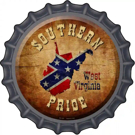 Southern Pride West Virginia Novelty Metal Bottle Cap Sign BC-557