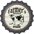 Farmers Market Milk Novelty Metal Bottle Cap Sign BC-592