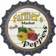 Farmers Market Peppers Novelty Metal Bottle Cap Sign BC-607