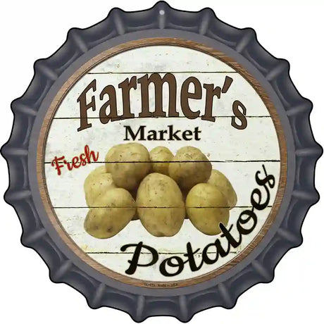 Farmers Market Potatoes Novelty Metal Bottle Cap Sign BC-615