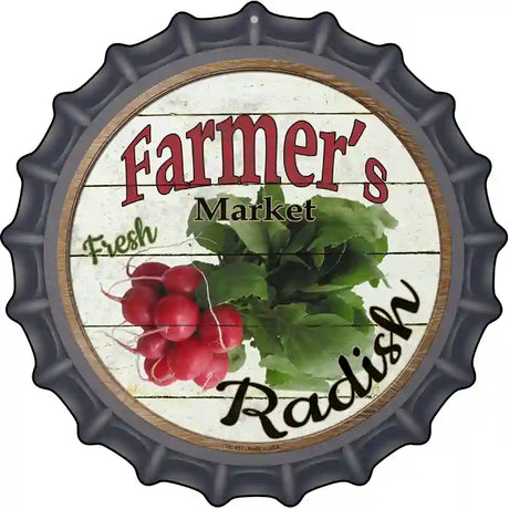 Farmers Market Radish Novelty Metal Bottle Cap Sign BC-617