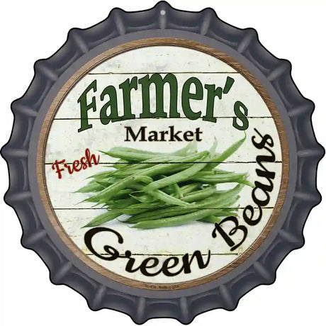 Farmers Market Green Beans Novelty Metal Bottle Cap Sign BC-618