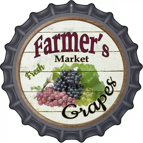 Farmers Market Grapes Novelty Metal Bottle Cap Sign BC-623