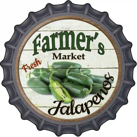 Farmers Market Jalapenos Novelty Metal Bottle Cap Sign BC-629