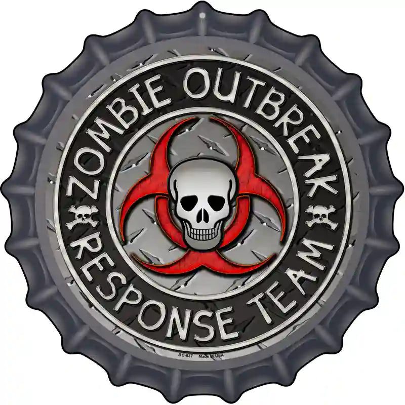 Zombie Outbreak Novelty Metal Bottle Cap Sign BC-637