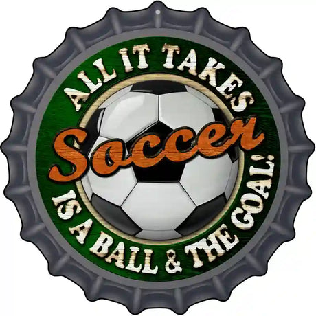 Soccer Novelty Metal Bottle Cap Sign BC-663