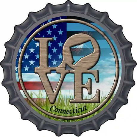 Love Connecticut Novelty Metal Bottle Cap Sign BC-672