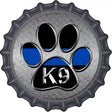 Paw Thin Blue Line K-9 Novelty Metal Bottle Cap Sign BC-716