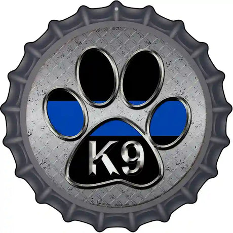 Paw Thin Blue Line K-9 Novelty Metal Bottle Cap Sign BC-716