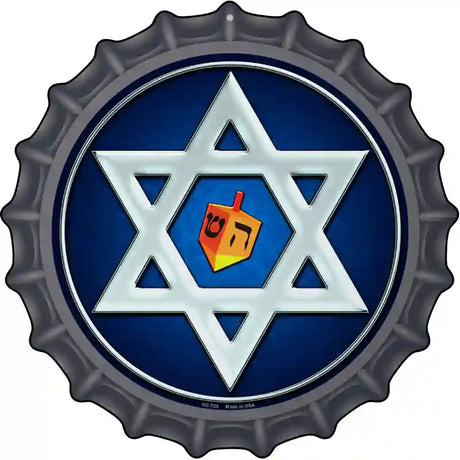 Hanukkah Star And Dreidel Novelty Metal Bottle Cap Sign BC-725