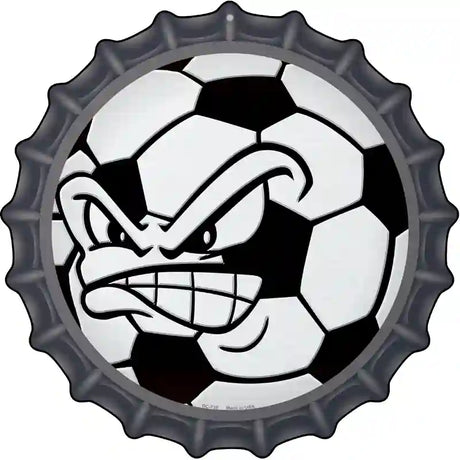 Angry Soccer Ball Novelty Metal Bottle Cap Sign BC-738