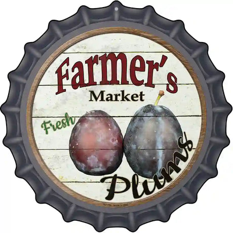 Farmers Market Plum Novelty Metal Bottle Cap Sign BC-755