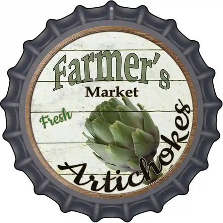 Farmers Market Artichokes Novelty Metal Bottle Cap Sign BC-762