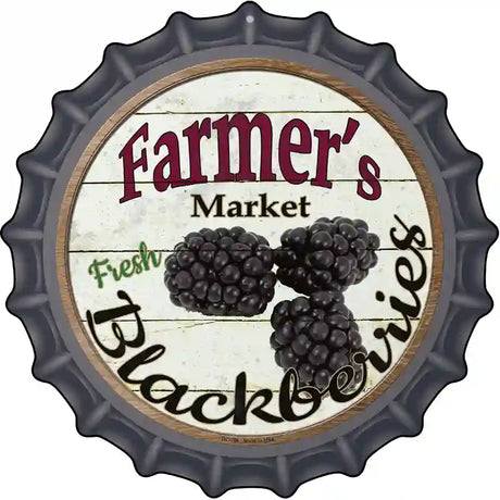 Farmers Market Black Berries Novelty Metal Bottle Cap Sign BC-766