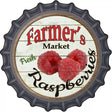 Farmers Market Raspberries Novelty Metal Bottle Cap Sign BC-768