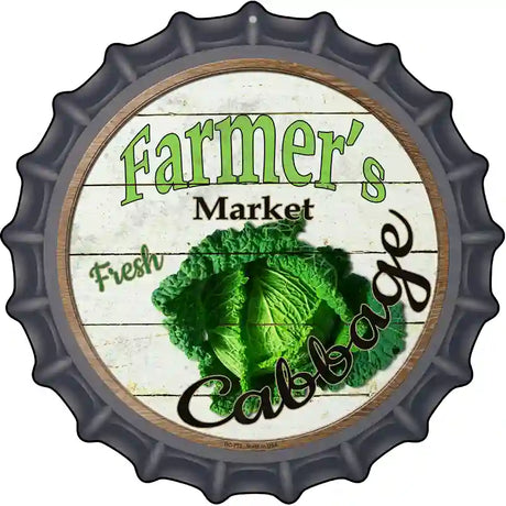 Farmers Market Cabbage Novelty Metal Bottle Cap Sign BC-773