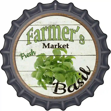 Farmers Market Basil Novelty Metal Bottle Cap Sign BC-781