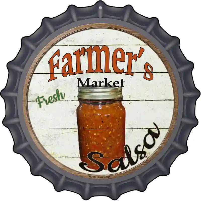 Farmers Market Salsa Novelty Metal Bottle Cap Sign BC-799